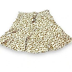 Two Little Sisters Brown and White Animal Print Drawstring Waist Mini Skirt